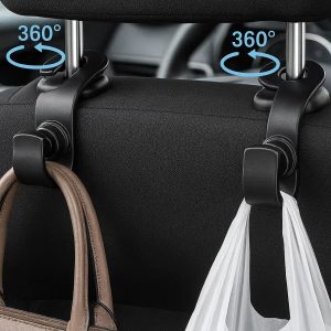 Rotatable Car Headrest Hooks 360 Degree Swivel for Flexible Storage Options